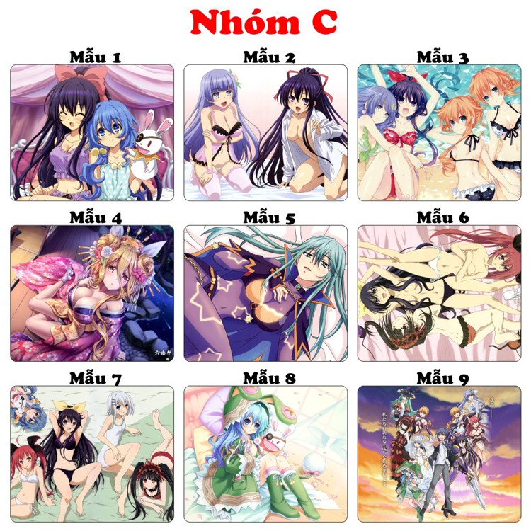 &lt;27 mẫu&gt;Lót chuột máy tính Anime Date A Live cỡ bàn di chuột lớn 20x24cm chất liệu mouse pad cao su