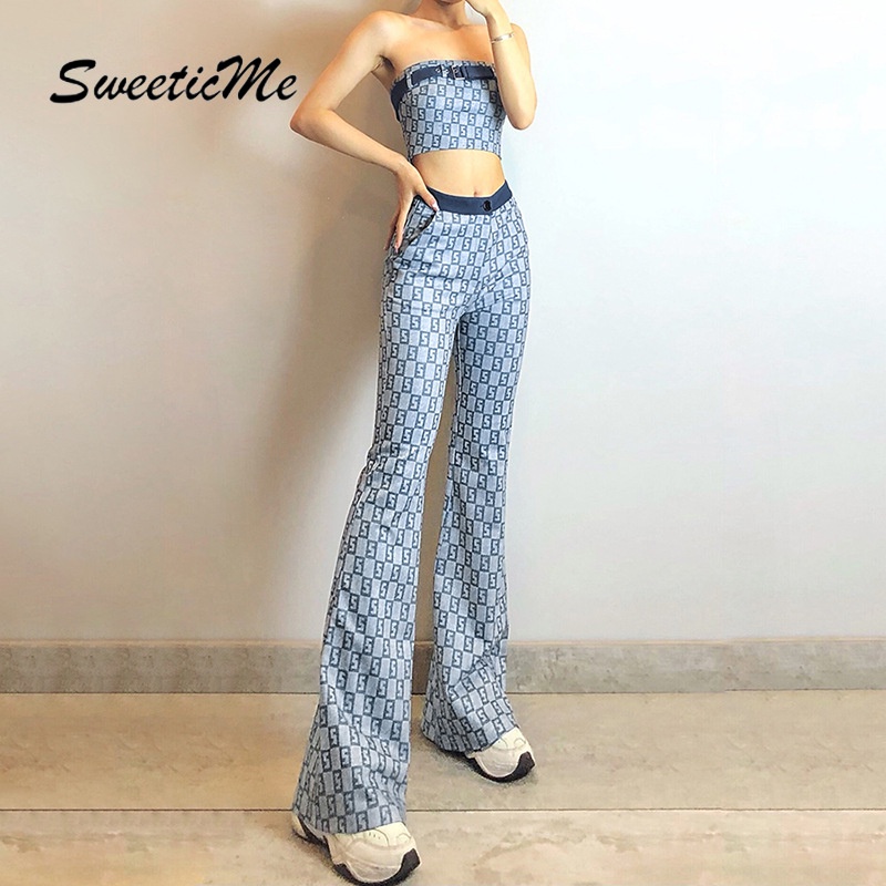 Set Áo Ống + Quần Dài Ống Rộng SweeticMe Cho Nữ