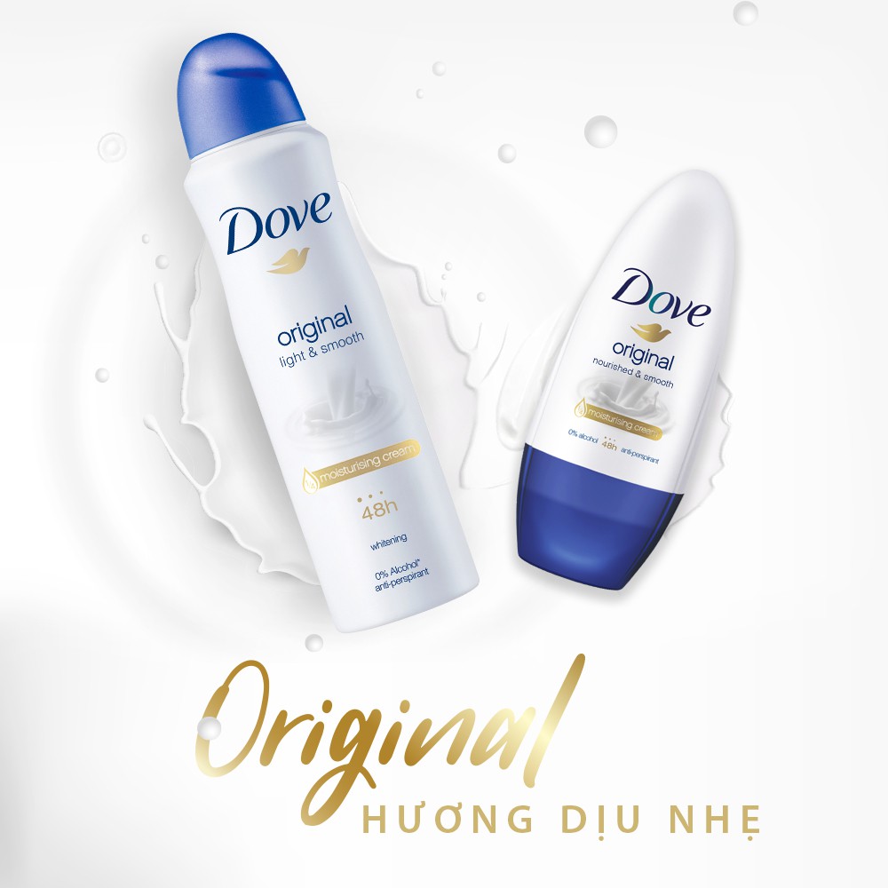 Combo 2 Chai Lăn khử mùi Dove dưỡng da trắng mịn 40ml/chai:Hương Dịu Nhẹ