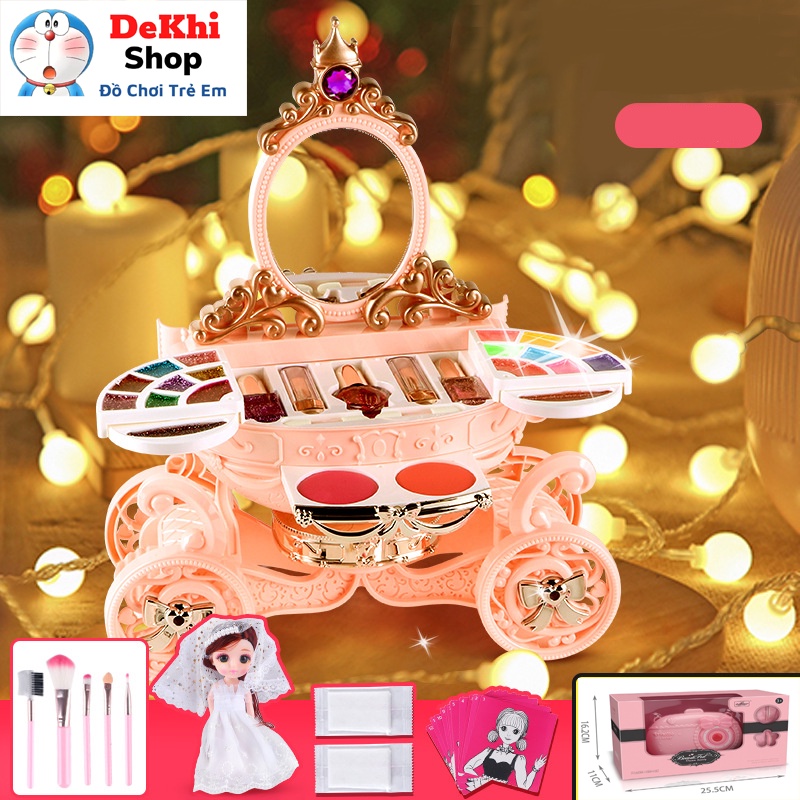 Đồ chơi trang điểm cho bé gái màu hồng cao cấp  bộ đồ làm đẹp chất thật cho bé từ 3 tuổi thương hiệu Dekhishop