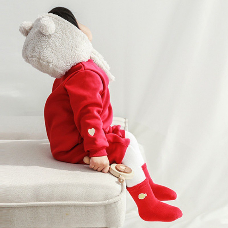 Tất Cotton Hoạ Tiết Thêu Thời Trang Thu Đông Dành Cho Bé