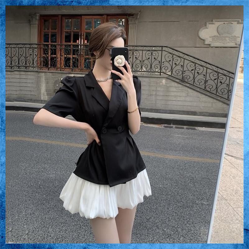 [Cao Cấp] Set Áo Vest Mix Chân Váy Xòe Phồng, Quần Áo Công Sở Tôn Dáng | BigBuy360 - bigbuy360.vn