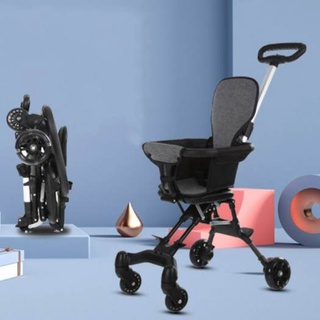 Xe đẩy 4 bánh xoay 2 chiều, xe đẩy du lịch cho em bé gấp gọn siêu nhẹ có kèm đệm