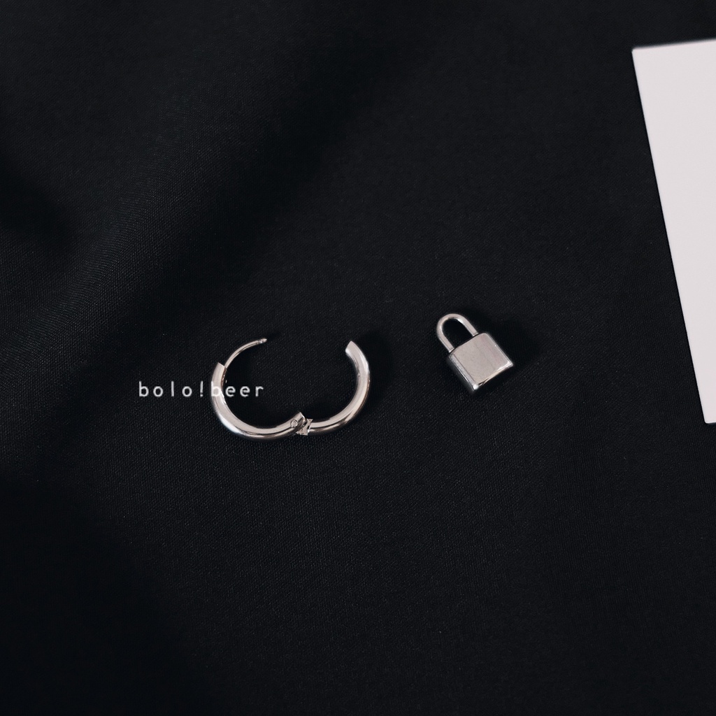 Khuyên tai hình ổ khóa nhỏ phong cách hip hop cá tính và đơn giản