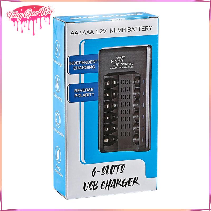 Bộ Sạc Pin AA / AAA 6 Ngăn Tự Động Bảo Vệ Cho Pin LI-Ion