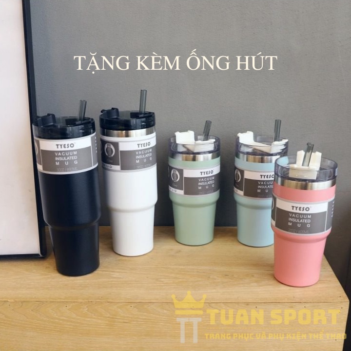Ly giữ nhiệt TYESO bình giữ nhiệt dung tích 890ml chất liệu inox 304 kèm ống hút nắp dạng xoay