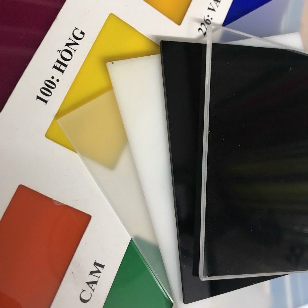 Mica Màu 2mm. Cháo, sữa, đen, vàng. Tấm Nhựa ACrylic Đài Loan Cao cấp, CC, FS. Cam kết đủ li