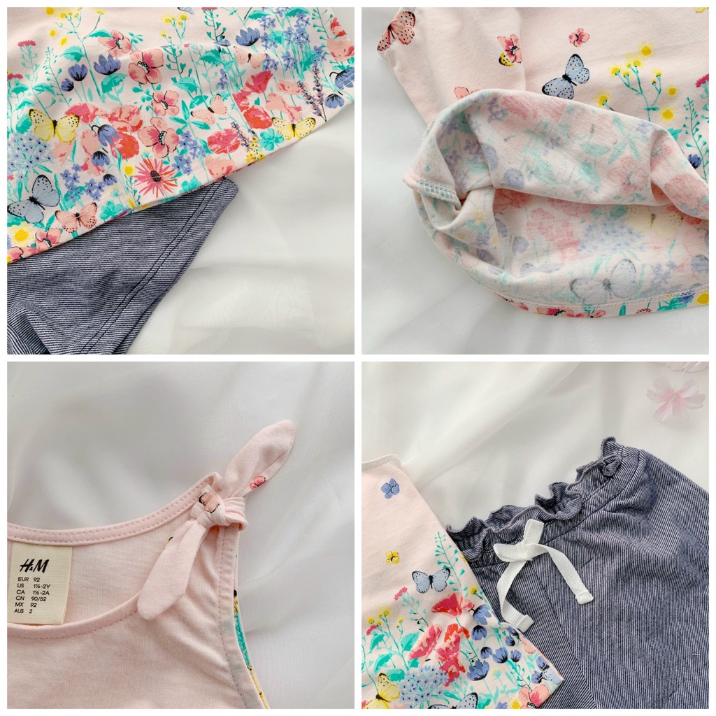 Set áo 2 dây bé gái xinh xắn, đồ bộ bé gái mùa hè mềm mát