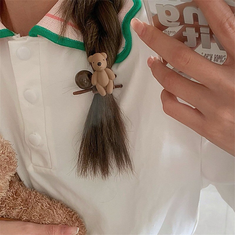 Cột tóc và kẹp tóc gấu teddy và hoa nhựa phong cách Hàn Quốc Mua Tất (muatatshop)