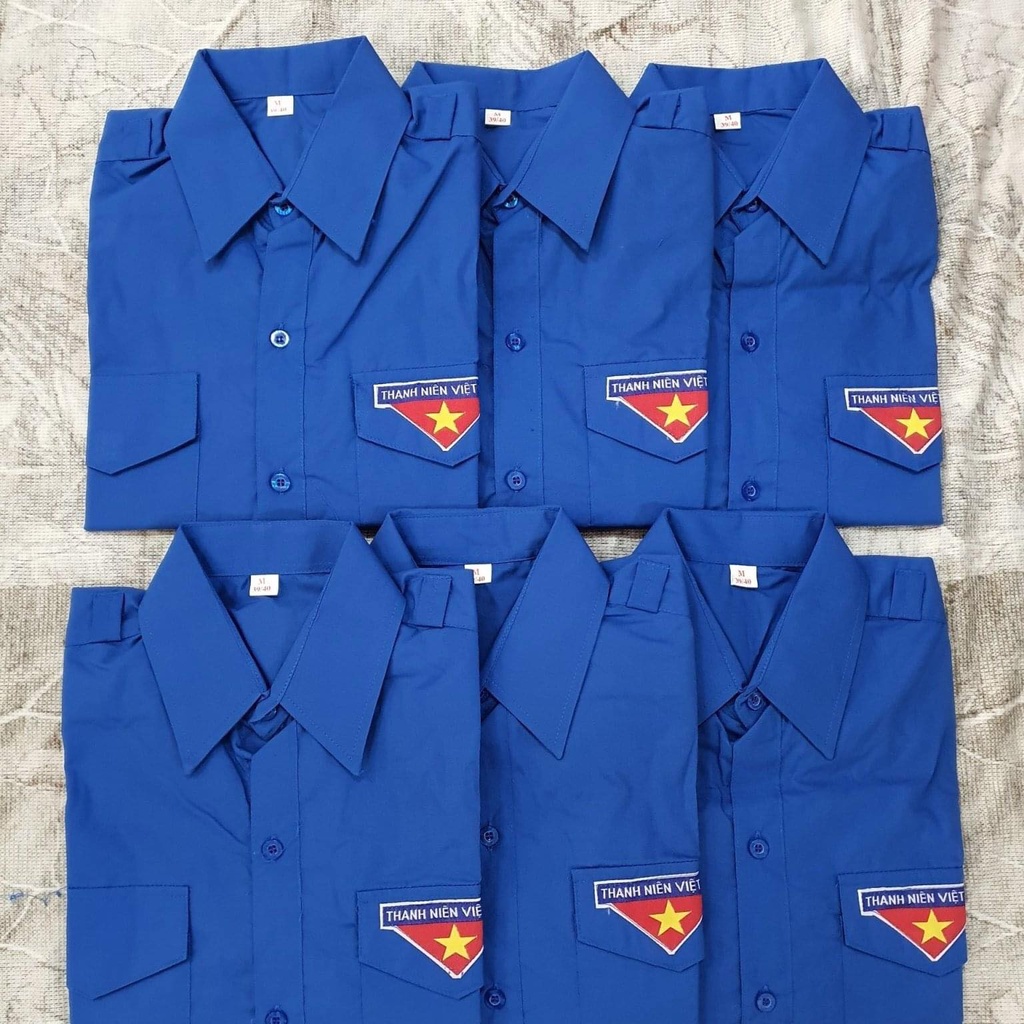 Áo sơ mi đoàn thanh niên nam, nữ chất liệu cao cấp hàng loại 1 sẵn hàng kèm video A-TNCS-SM-D