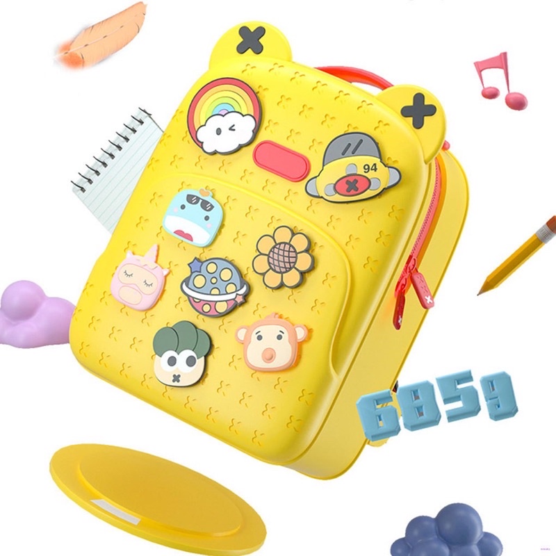 [HÀNG CÓ SẴN] Balo cho bé gắn sticker, balo hoạt hình cao cấp siêu bền đẹp 34x25x20 cm full hộp