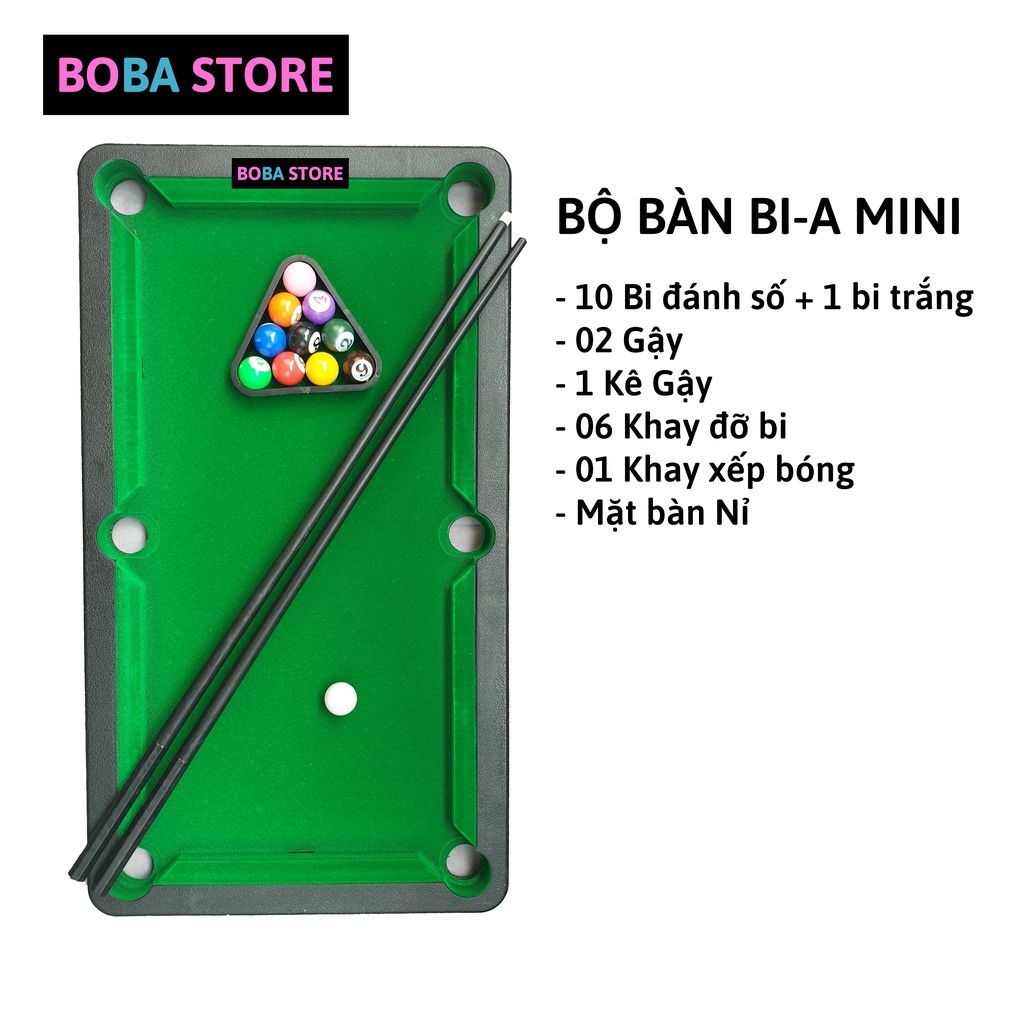 Bàn Bi-a Mini BoBa Store Bida Mini Giá Rẻ Cho Trẻ Em Và Người Lớn, 10 Bi Đánh Số - Mặt bàn Nỉ Không Bong