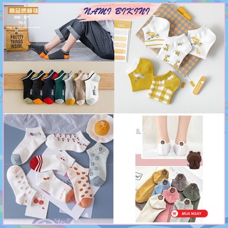 Set 5 đôi Tất nữ vớ nữ cổ ngắn cổ trung các loại vớ dễ thương phong cách Hàn Quốc chất dày dặn Nami