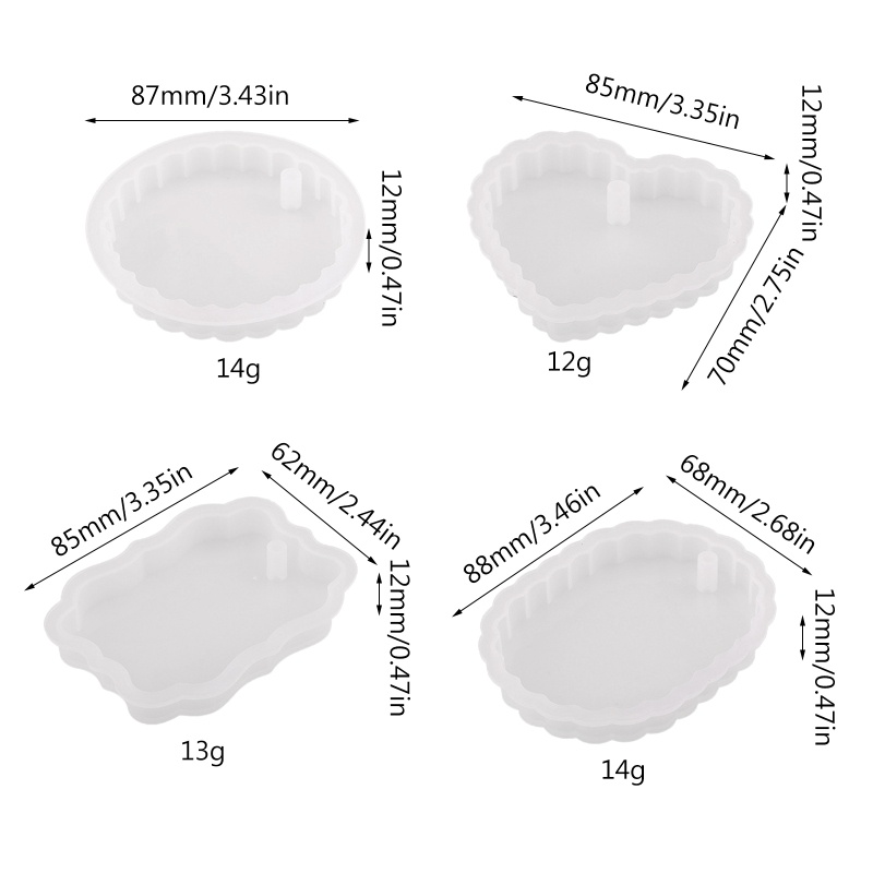 Khuôn Silicone Hình Tròn / Trái Tim / Oval Làm Trang Sức Epoxy Resin Thủ Công Diy