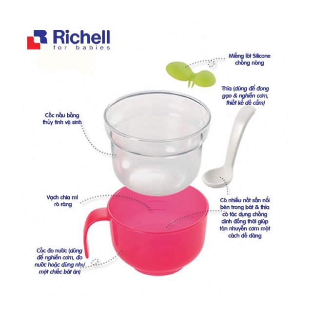 Cốc nấu cháo/ cơm nát Richell 310ml - Nhật Bản