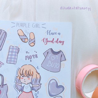 Bullet journal sticker - purple girl