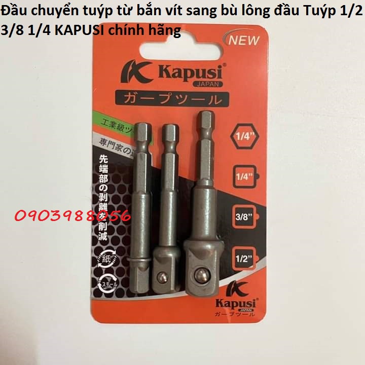 Đầu chuyển tuýp từ bắn vít sang BULONG đầu Tuýp 1/2 3/8 1/4 KAPUSI chính hãng