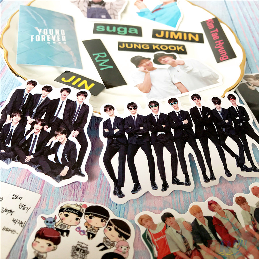 ❤ K-POP BTS ❤  17Pcs/set BTS Bangtan Boys 5th Anniversary Stickers Laptop Luggage Scrapbook Decal Stickers