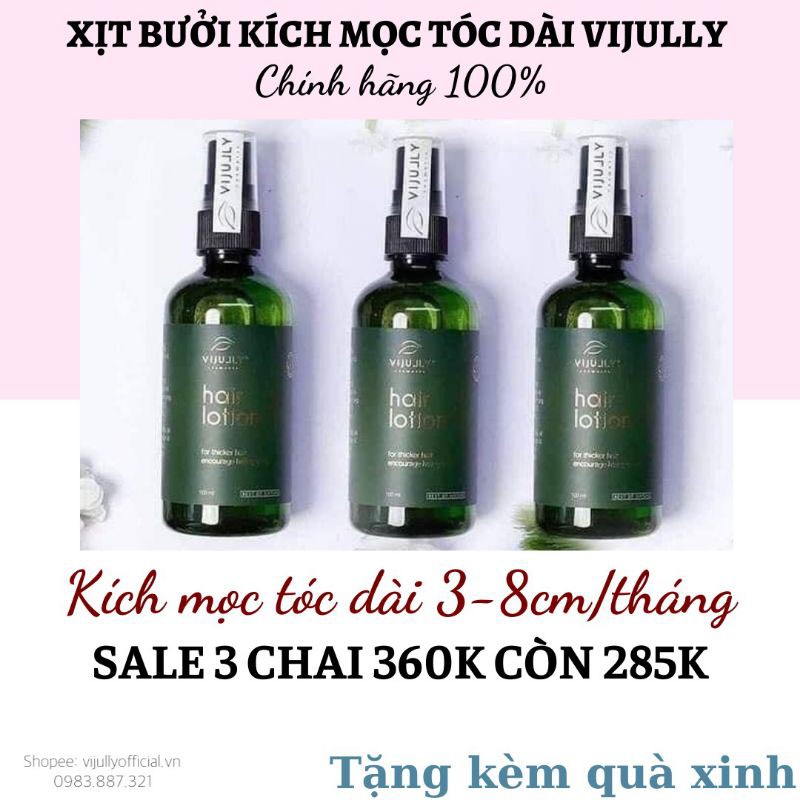 [SALE 285K - 3 CHAI] TINH DẦU BƯỞI KÍCH MỌC TÓC NHANH DÀI CHÍNH HÃNG VIJULLY, TẶNG KÈM QUÀ XINH