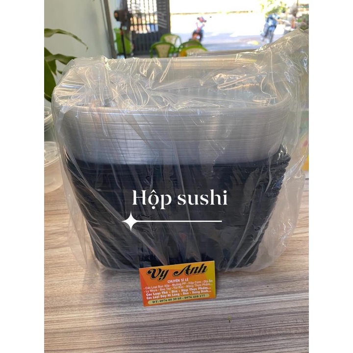 Hộp Nhựa Ht17 Đế đen - Nắp Trắng - đựng Cơm - Sushi vv....