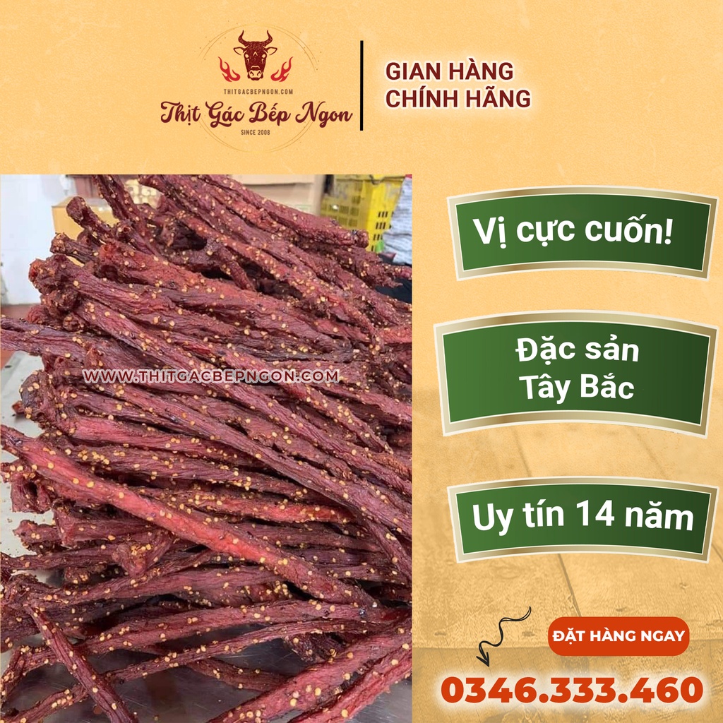 Thịt Nai gác bếp đặc sản Tây Bắc bao ngon chuẩn vị Gói 1KG tặng kèm Chẩm chéo