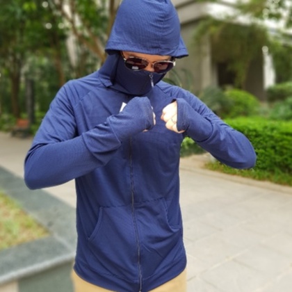 Áo chống nắng nam thông hơi phiên bản công nghệ cao có mũ trùm, áo khoác nắng nam dài trùm tay có mũ | BigBuy360 - bigbuy360.vn