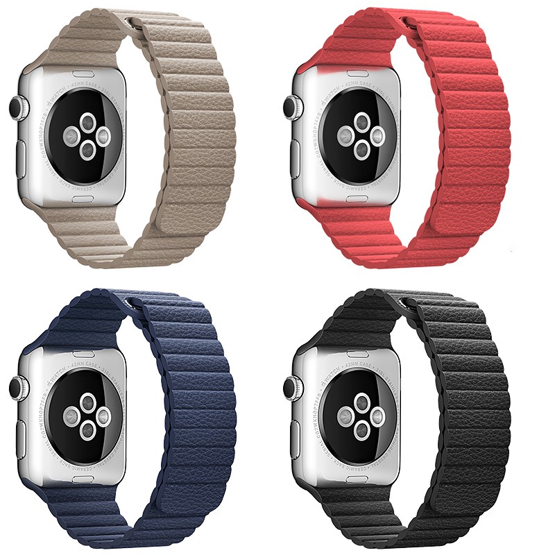 Dây đeo bằng da chính hãng cho đồng hồ apple watch 38mm 42mm 40mm 44mm series 6 SE 5 4 3 2 1 phụ kiện vòng đeo tay