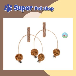 (M35) Đồ chơi bóng gặm gỗ bạc hà vui nhộn tương tác cho mèo
