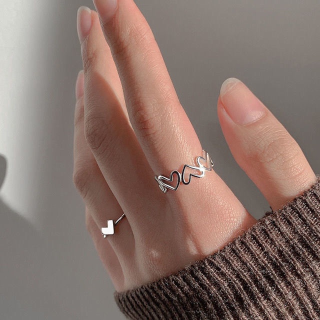 Nhẫn Set 2 Set 3 Set 4 Set 5 Cái Kim Loại Inox Unisex Hình Trái Tim Butterfly Heart Ring