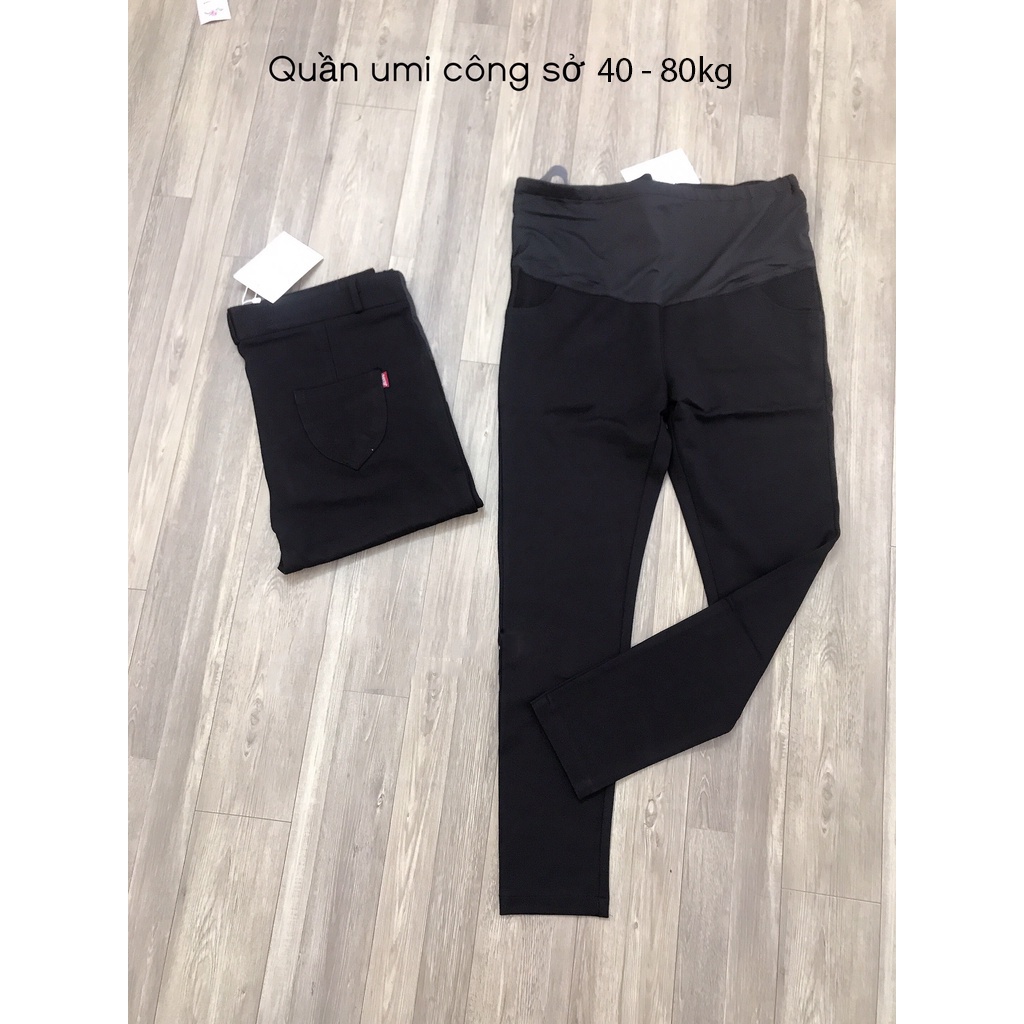 Quần bầu legging có túi, Quần tregging bầu vải Umi Hàn co dãn