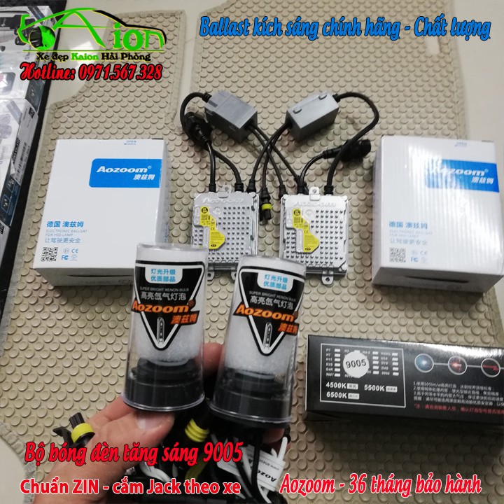 Bộ Xenon Aozoom 9005 - bóng đèn tăng sáng gồm 2 Ballast và 2 bóng 9005 - Công nghệ Đức - Chính hãng