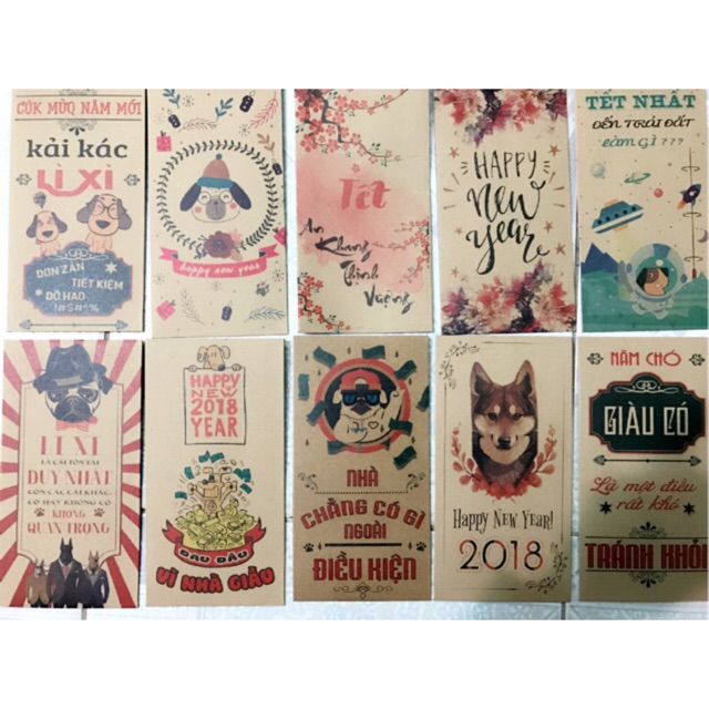 Xả kho Combo 120 phong bao lì xì mẫu kraff