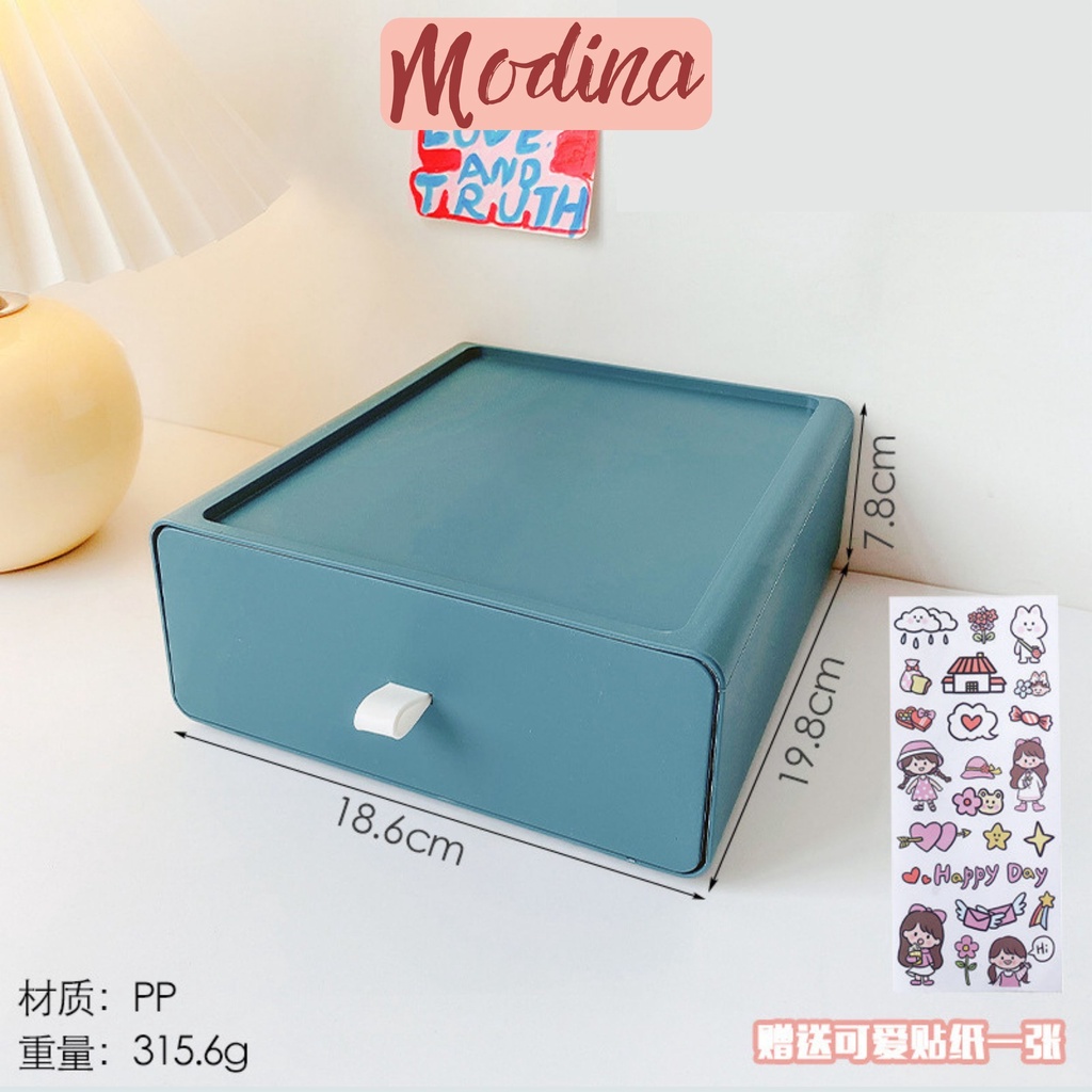 Tủ mini để bàn nhựa MODINA bền đẹp, kệ ngăn kéo 1 ngăn màu morandi