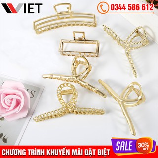 Kẹp tóc kim loại vàng cỡ lớn phong cách hàn quốc