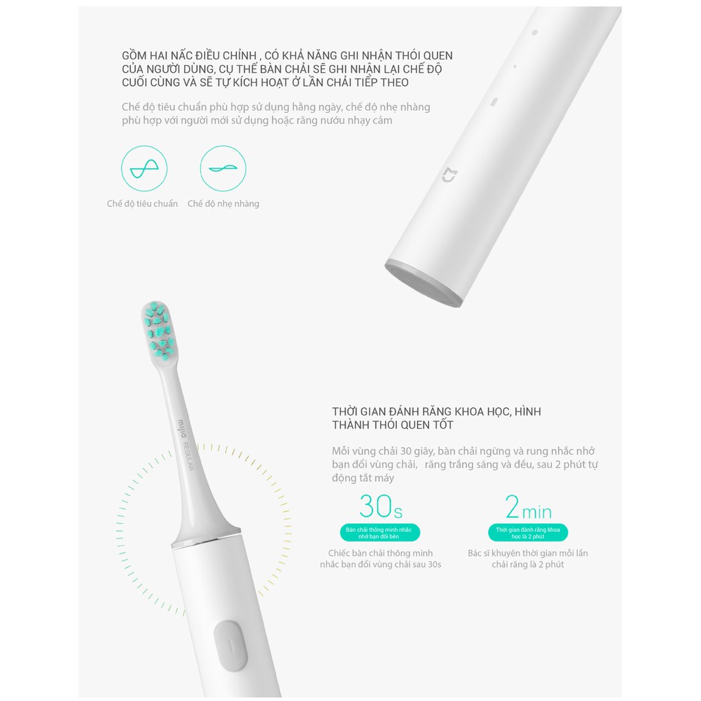 Bàn Chải Điện Xiaomi Mijia T300, Mijia T500 Cao Cấp, Chải Sạch Vượt Trội So Với Bàn Chải Thường