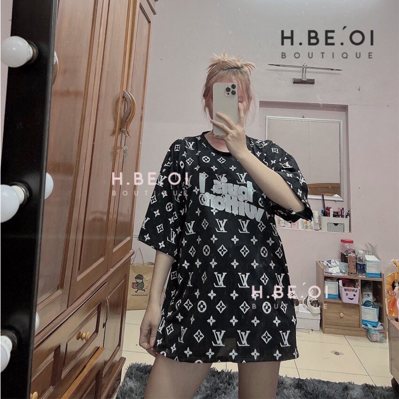Áo Thun Tay Lỡ L.V Eo Vì Hot Trend Form Rộng Cổ Tròn Phong Cách Cá Tính Năng Động-Áo Phông Nam Nữ Unisex Freesize Tay Lỡ
