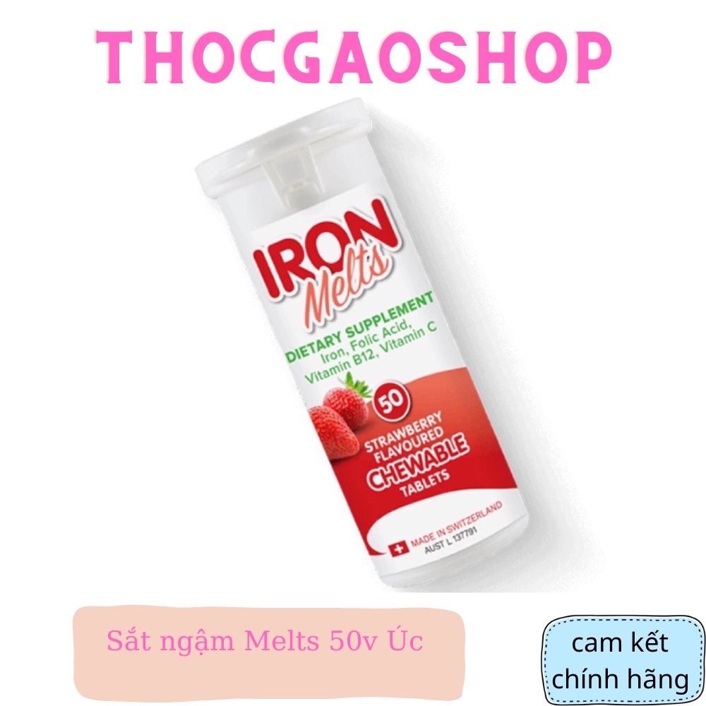 Sắt ngậm Melts 50v Úc bổ sung sắt, vtmB12,vtmC, acid folic