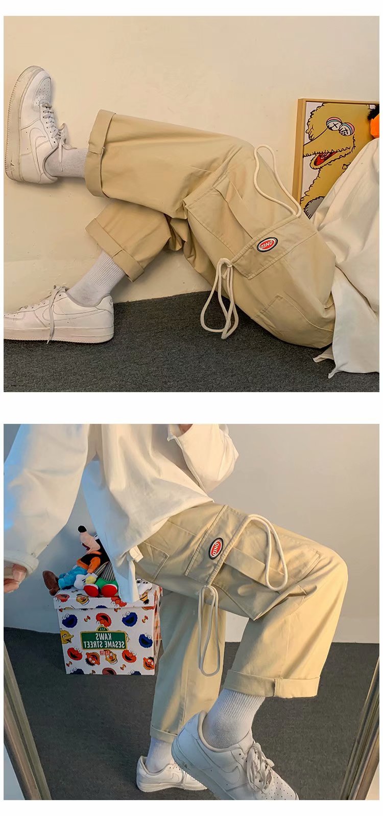 Quần Kaki Dài Ống Rộng Phối Túi Hộp Lớn Cá Tính Cho Nam | BigBuy360 - bigbuy360.vn