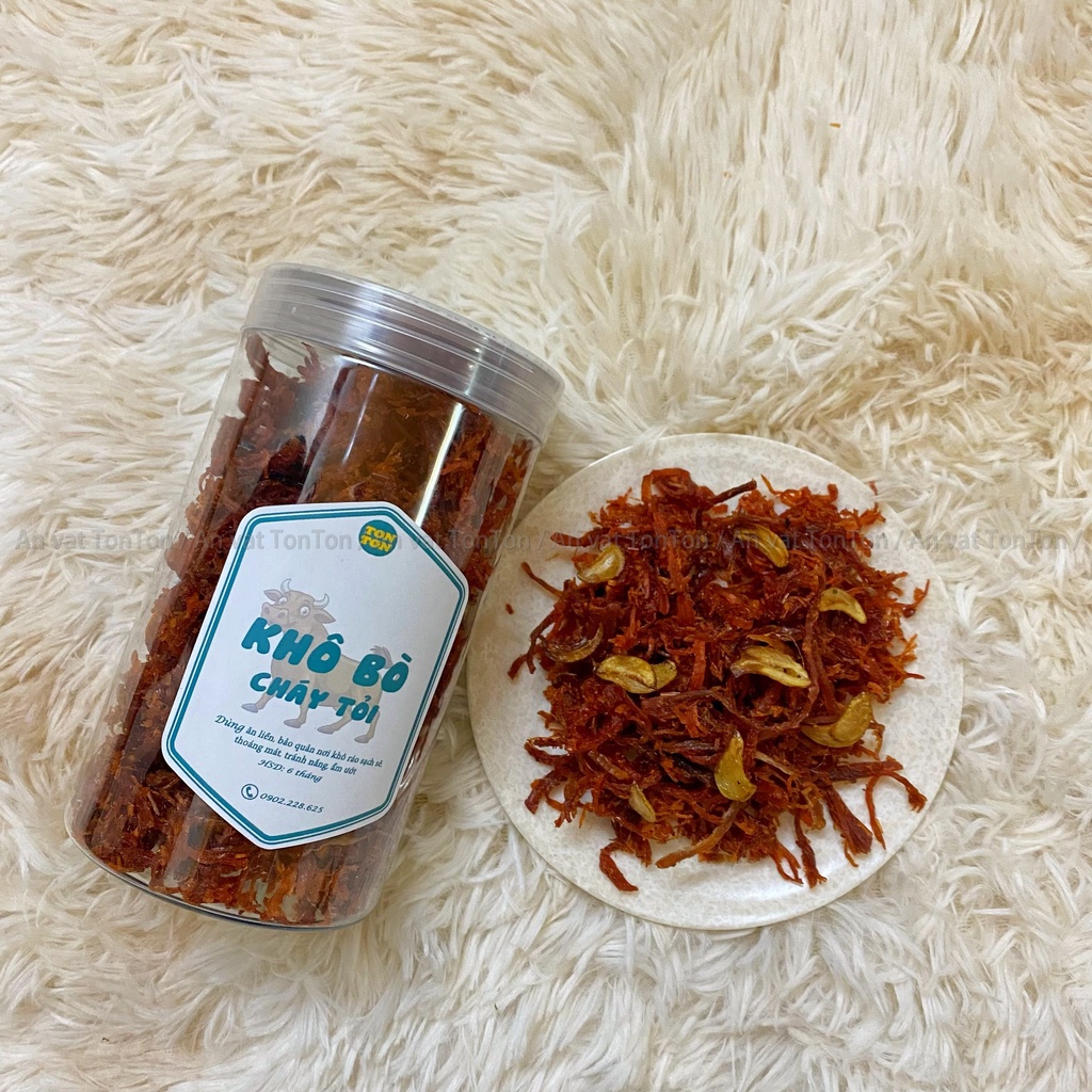 Khô bò cháy tỏi xé cay, bò khô sợi 200g | TonTon đồ ăn vặt Hà Nội | BigBuy360 - bigbuy360.vn