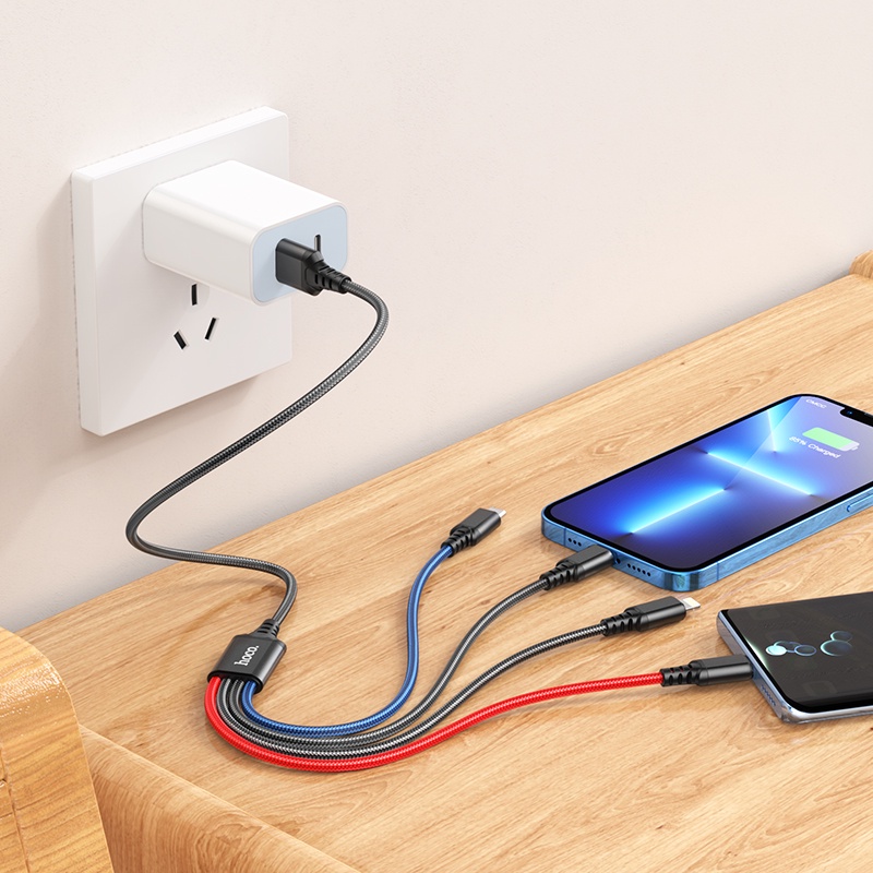 Dây Cáp Sạc Nhanh hoco x76 4 Trong 1 Cho Điện Thoại 13 12 11 android micro usb type c xiaomi samsung s22 s20 huawei