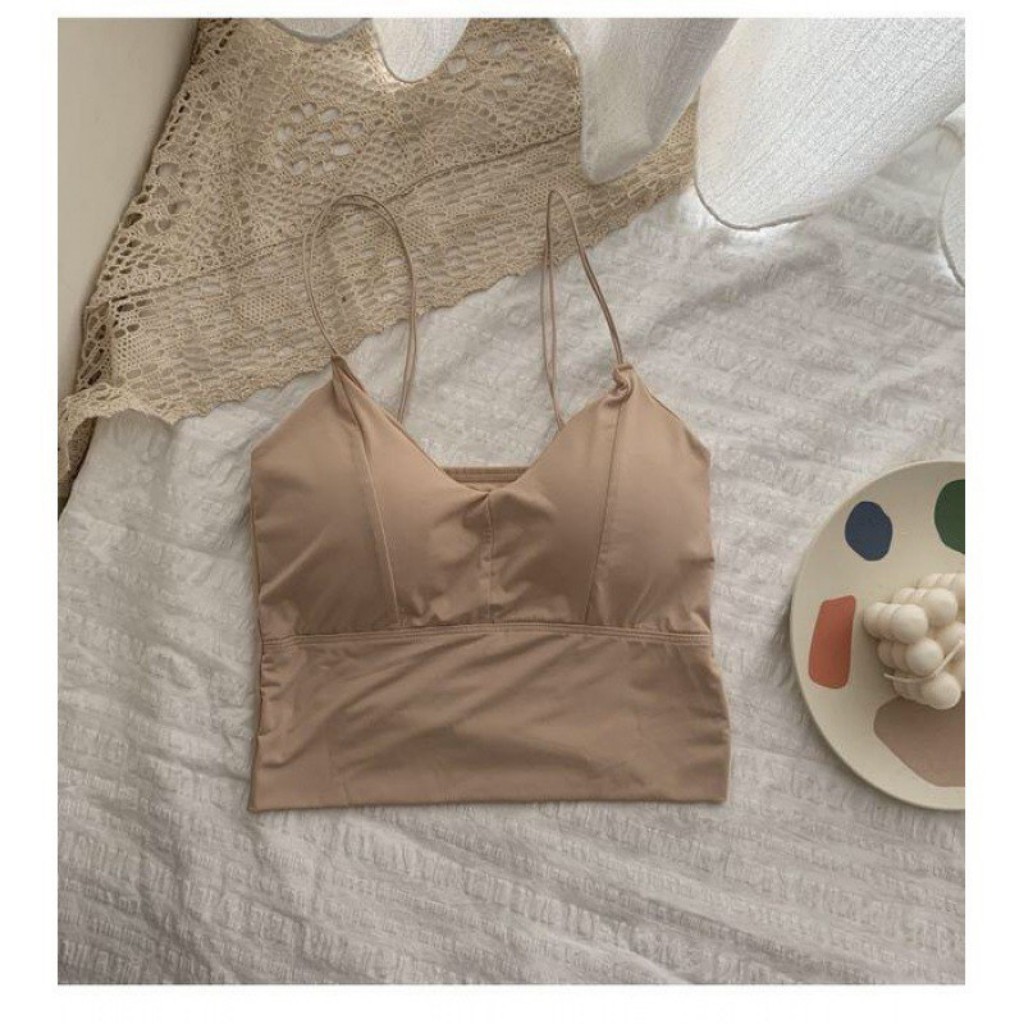 Áo hai dây nữ croptop hở ngực vải mềm mịn mát , áo lót 2s bra có mút ngực sợi bún không gọng (AL5) | BigBuy360 - bigbuy360.vn