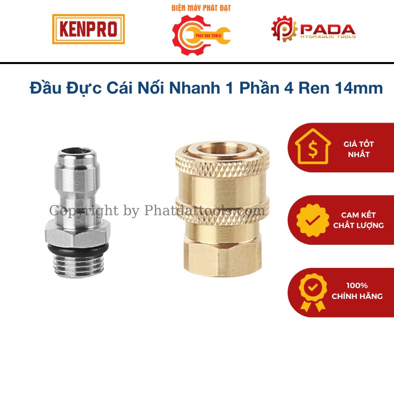 Đầu Đực Cái Nối Nhanh 1 Phần 4 Ren 14mm Phụ Kiện Máy Xịt Rửa Xe Kết Nối Nhanh Súng Rửa Xe Với Bình Bọt Tuyết Đầu Béc Rửa