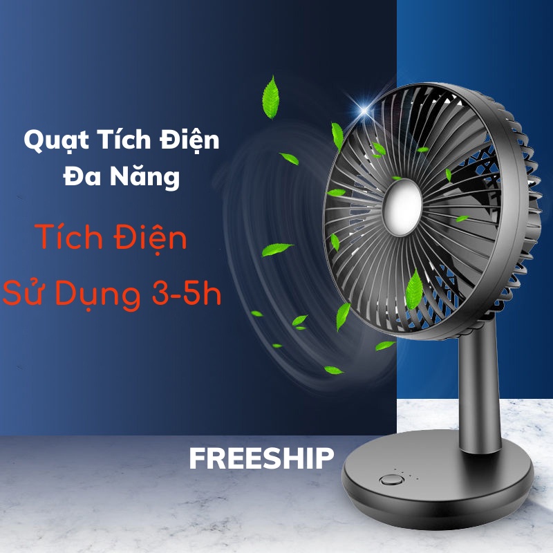 Quạt Tích Điện, Quạt Để Bàn Mini Tích Điện Tiện Dụng