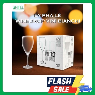 Bộ 6 ly pha lê rượu vang trắng bầu lớn pcr made in italia dòng luxion ® winedrop vini bianchi 334ml