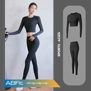 Set bộ đồ tập gym yoga 2 món có tay xỏ ngón, Bộ thể thao basic
