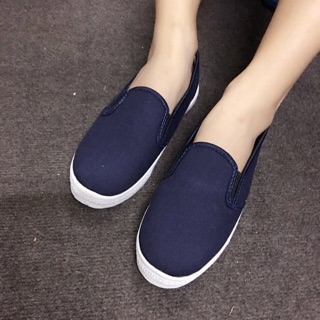 Giày slip on xanh đen trơn