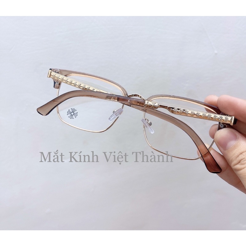 Gọng kính cận nửa viền họa tiết thánh giá chữ thập