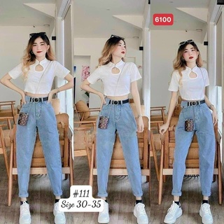 Quần Baggy Jean Nữ Bigsize Lưng Cao Túi Nắp 3 Màu Form Đẹp Size Từ 38kg Đến 80kg Ms0111