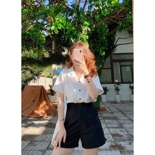 Quần short tây kaki lưng cao