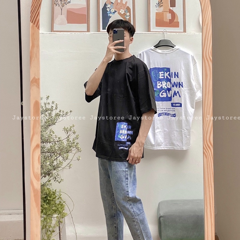 Áo thun EKIN BROWN/ Nam nữ unisex/ Tay lỡ form rộng